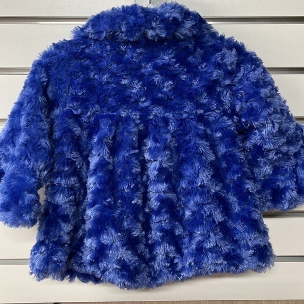 Little Lass‎ blue faux fur plush button up dress pea coat size 18 months - Picture 3 of 3